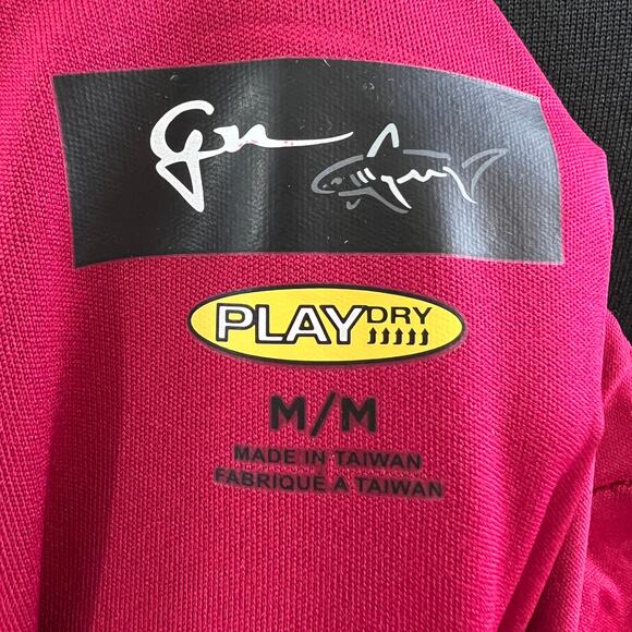 Greg Norman Play Dry Dark Pink V-Neck Short Sleeve Shirt Button Shoulder M - Picture 6 of 8